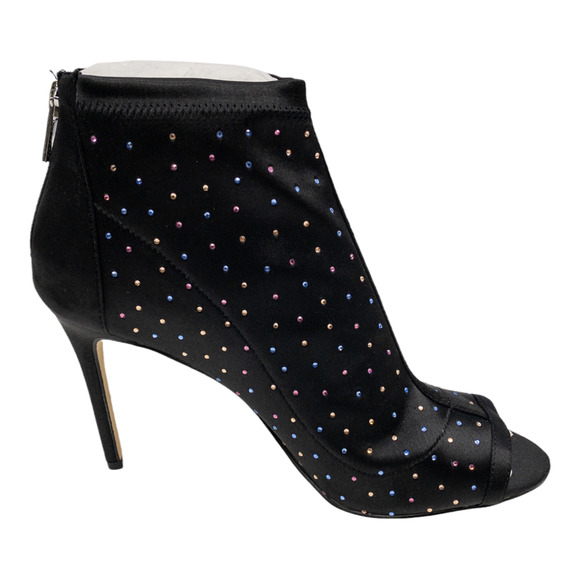 Badgley Mischka Black Rhinestone Open Toe Stiletto Boots Women's 6.5 7 7.5 8.5 - Picture 4 of 10